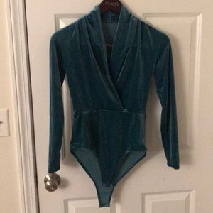 Teal velvet bodysuit